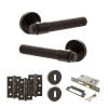 Senza Pari Andretta Door Handle Pack (3 Lever Lock Set - 3" CE Sashlock, 3" Fire Rated Hinges x3) - Urban Dark Bronze