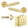 Complete Bloom Door Handle Pack - Internal Doors - Satin Brass - 76mm / 4-inch Hinges - JE-B3A-SB