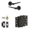Complete Gio Door Handle Pack - Heavy Duty Latch - Matt Black - 76mm / 4-inch Hinges - JE-E21A-MB