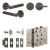 Complete Venice Door Handle Pack - Heavy Duty Tubular Bathroom (Plain Thumb Turn) - Black Nickel - 64mm / 4-inch Hinges - JE-F30A2-BN
