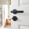 Complete Bari Door Handle Pack - Bathroom Lock (Knurled Thumb Turn) - Matt Black - 76mm / 3-inch Hinges - JE-D6B1-MB