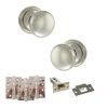 Old English Harrogate Door Knob Pack (Latch Set - 3" HD Latch, 4" Fire Rated Hinges x3) - Polished Nickel