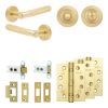 Complete Bari Door Handle Pack - Heavy Duty Tubular Bathroom (Standard Thumb Turn) - Satin Brass - 64mm / 4-inch Hinges - JE-D30A3-SB