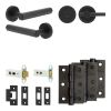 Complete Hex Door Handle Pack - Heavy Duty Tubular Bathroom (Plain Thumb Turn) - Matt Black - 76mm / 3-inch Hinges - JE-C31B2-MB