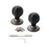 Ebonised Beehive Rim/Mortice Door Knob Matt Antique