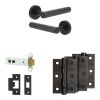 Complete Hex Door Handle Pack - Heavy Duty Latch - Matt Black - 102mm / 3-inch Hinges - JE-C22B-MB