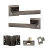 STATUS Kansas Door Handle Pack (Latch Set - 2.5" CE Latch, 4" Fire Rated Hinges x3) - Black Nickel