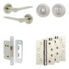 Complete Gio Door Handle Pack - Bathroom Lock (Standard Thumb Turn) - Satin Nickel - 65mm / 4-inch Hinges - JE-E5A3-SN