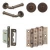 Complete Classic Door Handle Pack - Bathroom Lock (Standard Thumb Turn) - Dark Bronze - 65mm / 3-inch Hinges - JE-A5B3-DB