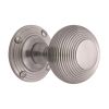 Heritage Brass Mortice Knob on Rose Reeded Design Satin Chrome finish