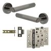 Complete Hex Door Handle Pack - Internal Doors - Black Nickel - 76mm / 4-inch Hinges - JE-C3A-BN