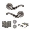 Old English Colchester Door Handle Pack (3 Lever Lock Set - 3" CE Sashlock, 3" Fire Rated Hinges x3) - Distressed Silver