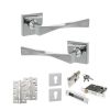 Senza Pari Guido Door Handle Pack (Euro Lock Set - 2.5" CE Sashlock, 4" Slim Knuckle Hinges x2) - Polished Chrome
