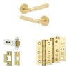 Complete Bari Door Handle Pack - Heavy Duty Latch - Satin Brass - 76mm / 3-inch Hinges - JE-D21B-SB