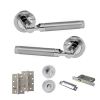 STATUS Dakota Door Handle Pack (Bathroom Set - 2.5" CE Bathroom Lock, 4" Slim Knuckle Hinges x2) - Satin Chrome/Polished Chrome