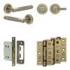 Complete Bari Door Handle Pack - Bathroom - Antique Brass - By Frelan Hardware - JE-D6B1-AB