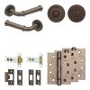 Complete Classic Door Handle Pack - Heavy Duty Tubular Bathroom (Standard Thumb Turn) - Dark Bronze - 76mm / 4-inch Hinges - JE-A31A3-DB