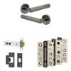 Complete Hex Door Handle Pack - Heavy Duty Latch - Black Nickel - 102mm / 3-inch Hinges - JE-C22B-BN