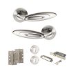 Senza Pari Elisse Door Handle Pack (3 Lever Lock Set - 2.5" CE Sashlock, 4" Slim Knuckle Hinges x2) - Satin Nickel/Chrome Plate