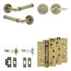 Complete Midtown Door Handle Pack - Heavy Duty Tubular Bathroom (Plain Thumb Turn) - Antique Brass - 102mm / 4-inch Hinges - JE-G32A2-AB