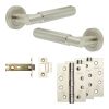Complete Bloom Door Handle Pack - Internal Doors - Satin Nickel - 76mm / 4-inch Hinges - JE-B3A-SN