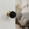 Old English Whitby Door Knob Pack (Latch Set - 4" HD Latch, 4" Slim Knuckle Hinges x2) - Polished Brass