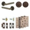 Complete Bari Door Handle Pack - Heavy Duty Tubular Bathroom (Standard Thumb Turn) - Dark Bronze - 64mm / 4-inch Hinges - JE-D30A3-DB