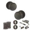 Old English Harrogate Door Knob Pack (Lock Set - 3" Latch & Deadlock, 4" Slim Knuckle Hinges x2) - Urban Bronze