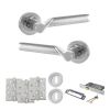 STATUS Hawaii Door Handle Pack (3 Lever Lock Set - 2.5" CE Sashlock, 4" Fire Rated Hinges x3) - Satin Chrome/Polished Chrome
