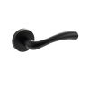 STATUS Texas Lever Door Handle on Round Rose - Matt Black (Pair)