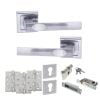STATUS Kansas Door Handle Pack (Euro Lock Set - 2.5" CE Sashlock, 4" Fire Rated Hinges x3) - Satin Chrome