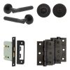 Complete Venice Door Handle Pack - Bathroom Lock (Standard Thumb Turn) - Matt Black - 76mm / 3-inch Hinges - JE-F6B3-MB