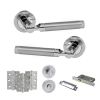 STATUS Dakota Door Handle Pack (Bathroom Set - 3" CE Bathroom Lock, 3" Fire Rated Hinges x3) - Satin Chrome/Polished Chrome