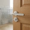 Complete Venice Door Handle Pack - Bathroom Lock (Plain Thumb Turn) - Satin Nickel - 76mm / 3-inch Hinges - JE-F6B2-SN