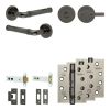 Complete Midtown Door Handle Pack - Heavy Duty Tubular Bathroom (Knurled Thumb Turn) - Black Nickel - 102mm / 4-inch Hinges - JE-G32A1-BN