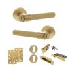 Senza Pari Fasana Door Handle Pack (Euro Lock Set - 3" CE Sashlock, 4" Slim Knuckle Hinges x2) - Satin Brass