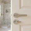 Complete Bloom Door Handle Pack - Heavy Duty Tubular Bathroom (Plain Thumb Turn) - Satin Nickel - 64mm / 4-inch Hinges - JE-B30A2-SN