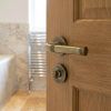 Complete Midtown Door Handle Pack - Bathroom Lock (Standard Thumb Turn) - Antique Brass - 65mm / 3-inch Hinges - JE-G5B3-AB