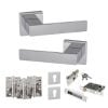 Senza Pari Panetti Door Handle Pack (Euro Lock Set - 2.5" CE Sashlock, 4" Fire Rated Hinges x3) - Polished Chrome