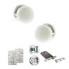 Old English Skipton Door Knob Pack (Lock Set - Horizontal Bathlock, 4" Slim Knuckle Hinges x2) - Polished Chrome