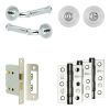 Complete Classic Door Handle Pack - Bathroom Lock (Standard Thumb Turn) - Polished Chrome - 76mm / 3-inch Hinges - JE-A6B3-PC