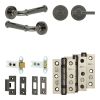 Complete Classic Door Handle Pack - Heavy Duty Tubular Bathroom (Plain Thumb Turn) - Black Nickel - 64mm / 3-inch Hinges - JE-A30B2-BN