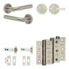 Complete Bari Door Handle Pack - Heavy Duty Tubular Bathroom (Plain Thumb Turn) - Satin Nickel - 102mm / 3-inch Hinges - JE-D32B2-SN