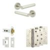 Complete Hex Door Handle Pack - Heavy Duty Latch - Satin Nickel - 76mm / 4-inch Hinges - JE-C21A-SN