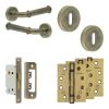 Complete Classic Door Handle Pack - Sashlock - Antique Brass - 65mm / 4-inch Hinges - JE-A7A8-AB