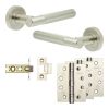 Complete Venice Door Handle Pack - Internal Doors - Satin Nickel - 64mm / 4-inch Hinges - JE-F1A-SN