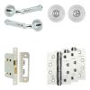 Complete Classic Door Handle Pack - Bathroom Lock (Standard Thumb Turn) - Polished Chrome - 65mm / 4-inch Hinges - JE-A5A3-PC