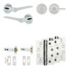Complete Gio Door Handle Pack - Heavy Duty Tubular Bathroom (Plain Thumb Turn) - Polished Chrome - 102mm / 4-inch Hinges - JE-E32A2-PC