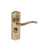 Old English Warwick WC Lever Door Handle on Backplate - Antique Brass