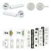 Complete Hex Door Handle Pack - Heavy Duty Tubular Bathroom (Plain Thumb Turn) - Polished Chrome - 64mm / 3-inch Hinges - JE-C30B2-PC